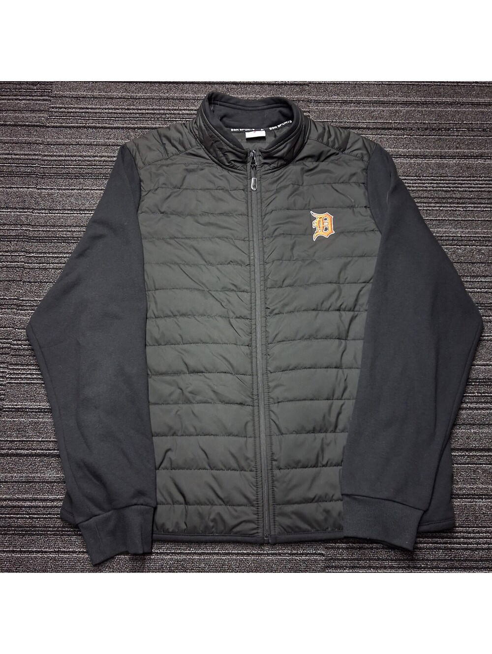 Detroit Tigers BSN Sports Mens XL Black Hybrid Puffer Jacket Full Zip MLB
